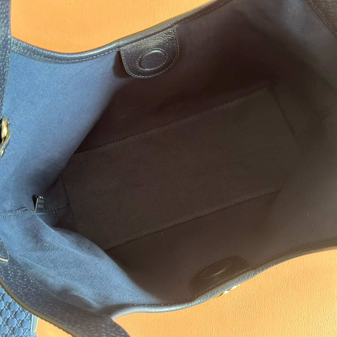 GG 2025 Giglio SmallTote Bag 25cm Dark Blue Red Suede Canvas 273270