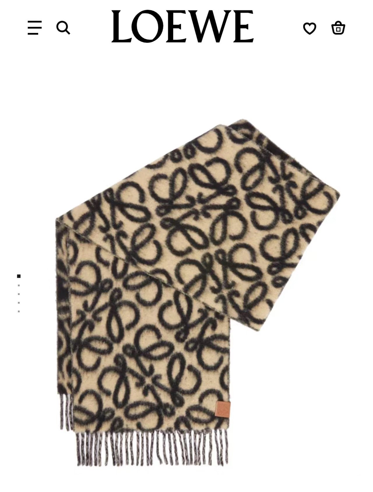 Loewe Scarf 180CM  Black Beige Wool Cashmere 968582