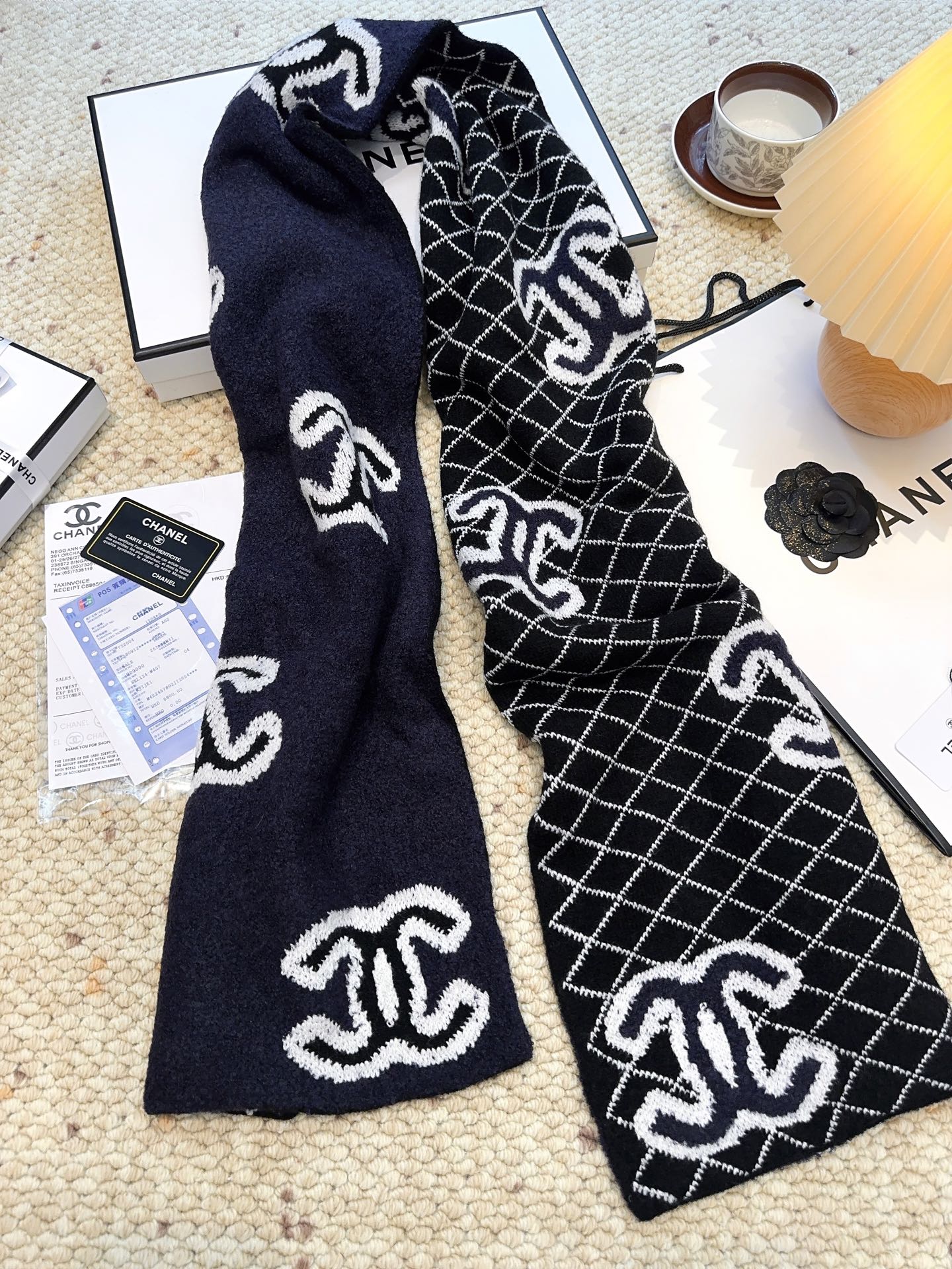 CC 25 Scarf 190cm Black  Wool 968578