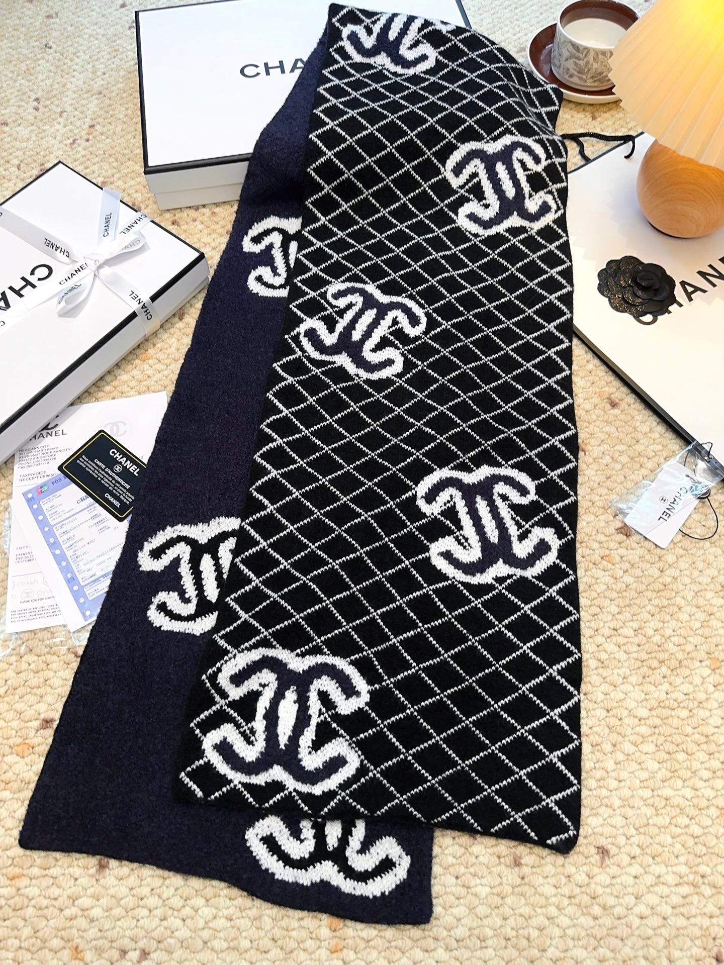 CC 25 Scarf 190cm Black  Wool 968578