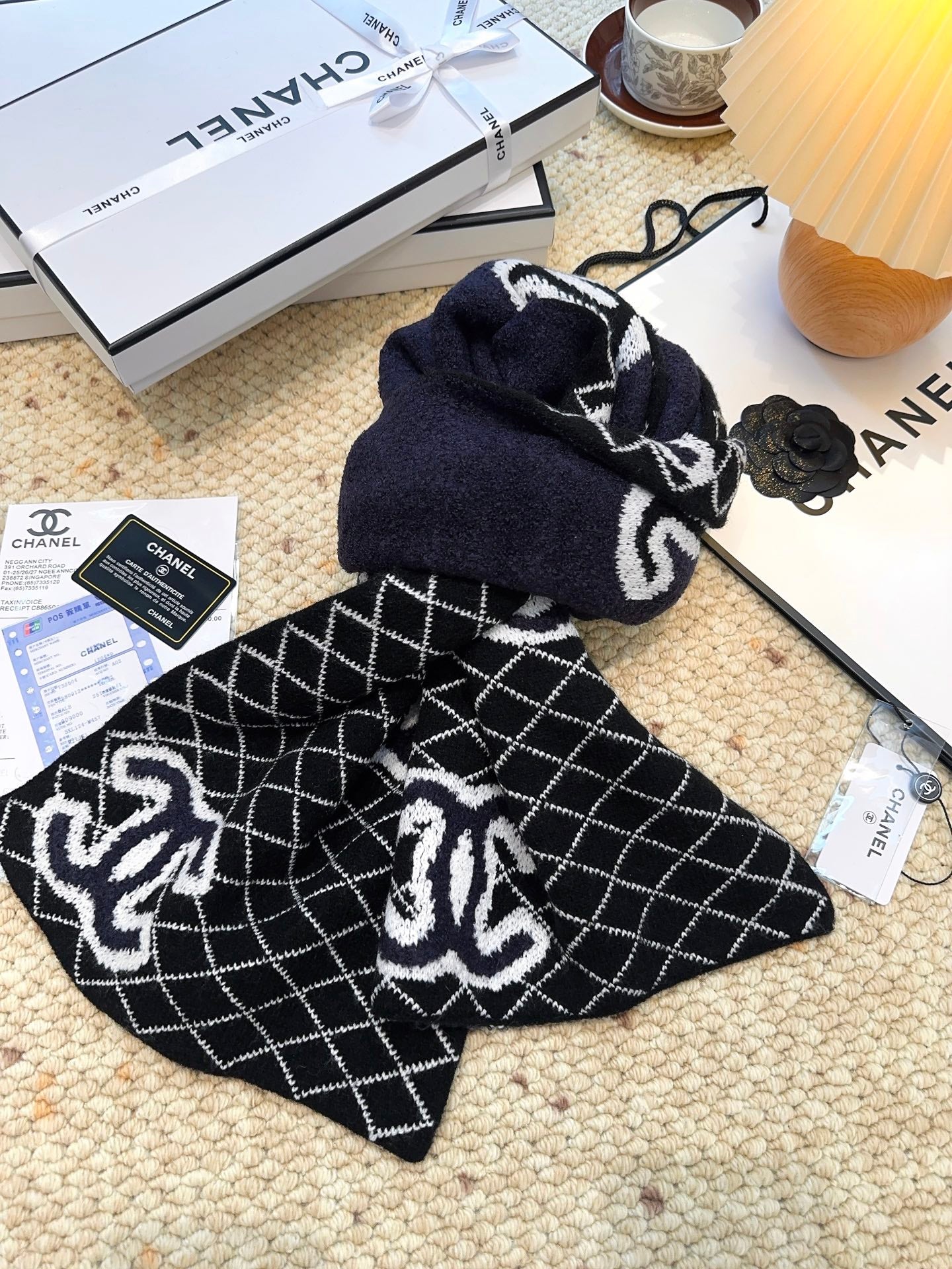 CC 25 Scarf 190cm Black  Wool 968578