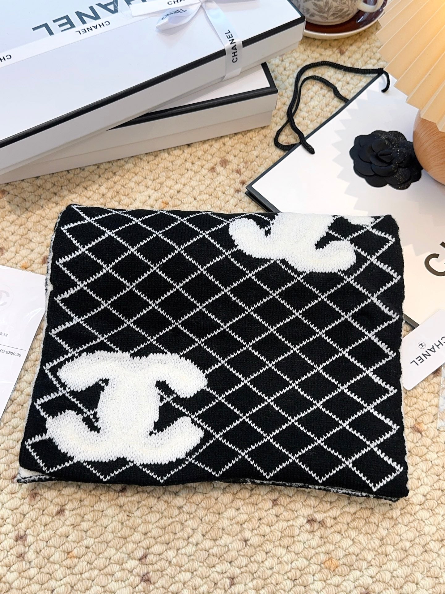 CC 25 Scarf 190cm Black White Wool 968580