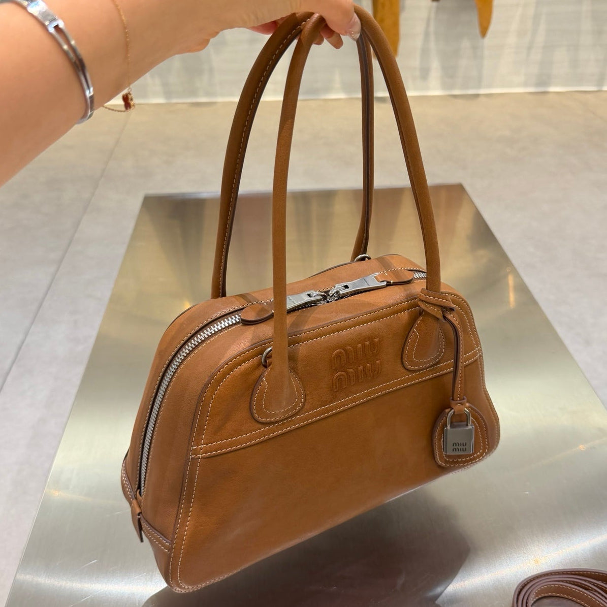 MiuMiu 2026 Vivant Bag Cognac Brown Leather