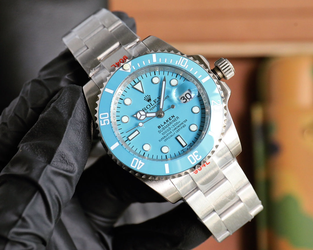 Rolex Blaken Submariner 40mm Silver Blue Stainless Steel