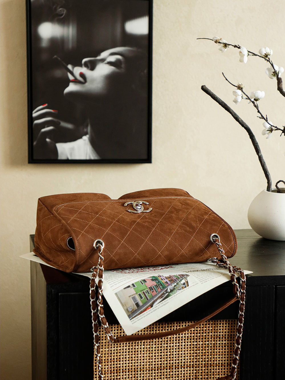 Chanel 25 Classic Single Flap Bag 35cm Brown Leather 323479