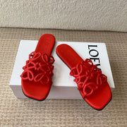 Loewe 25 Petal Anagram Slides Red Cowhide