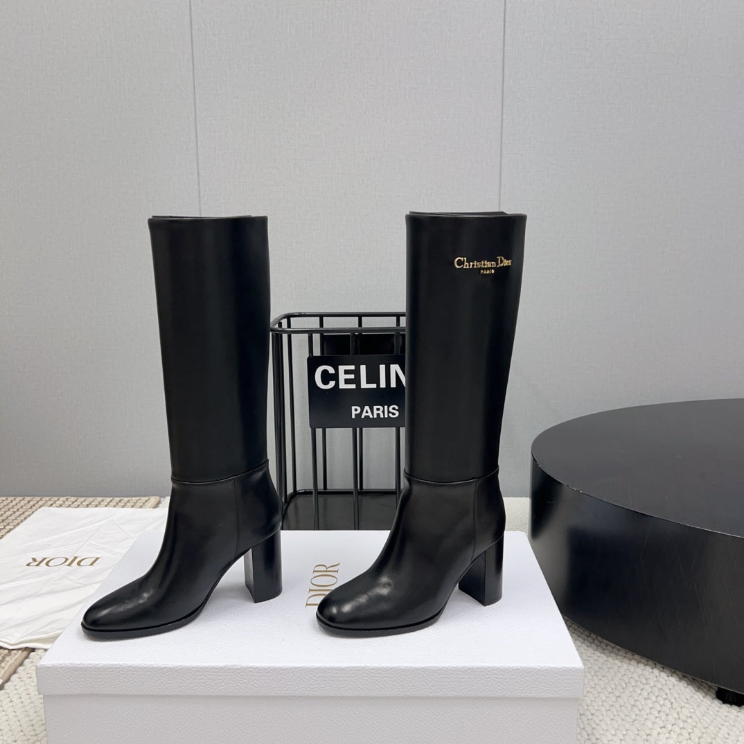 D-Town Heeled Boot 80mm In Black Cowhide 994868