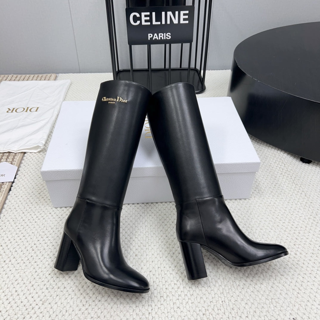 D-Town Heeled Boot 80mm In Black Cowhide 994868