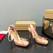 CL 25C Cassia Lace Up 100mm Peach Pink Silk 212131