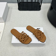 Loewe 25 Petal Anagram Slides Brown Cowhide