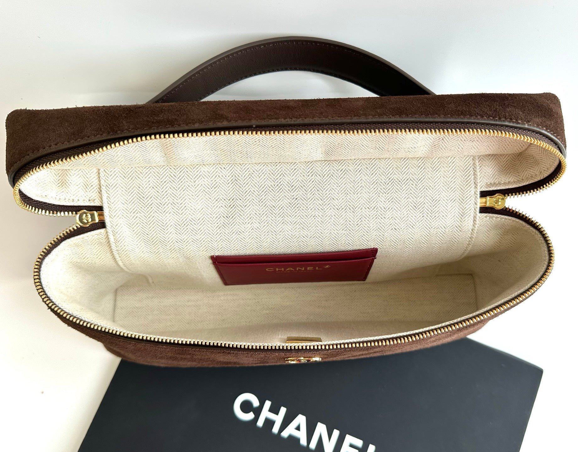 Chanel 2026 Vanity Bag With Chain Suede Leather
