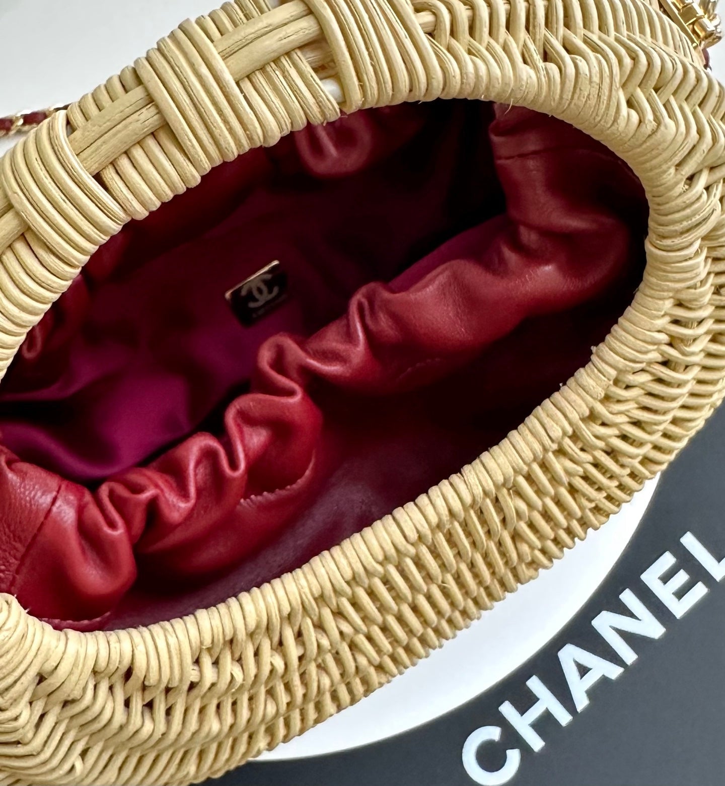 Chanel 2026 Structured Basket Bag Beige Wicker Leather