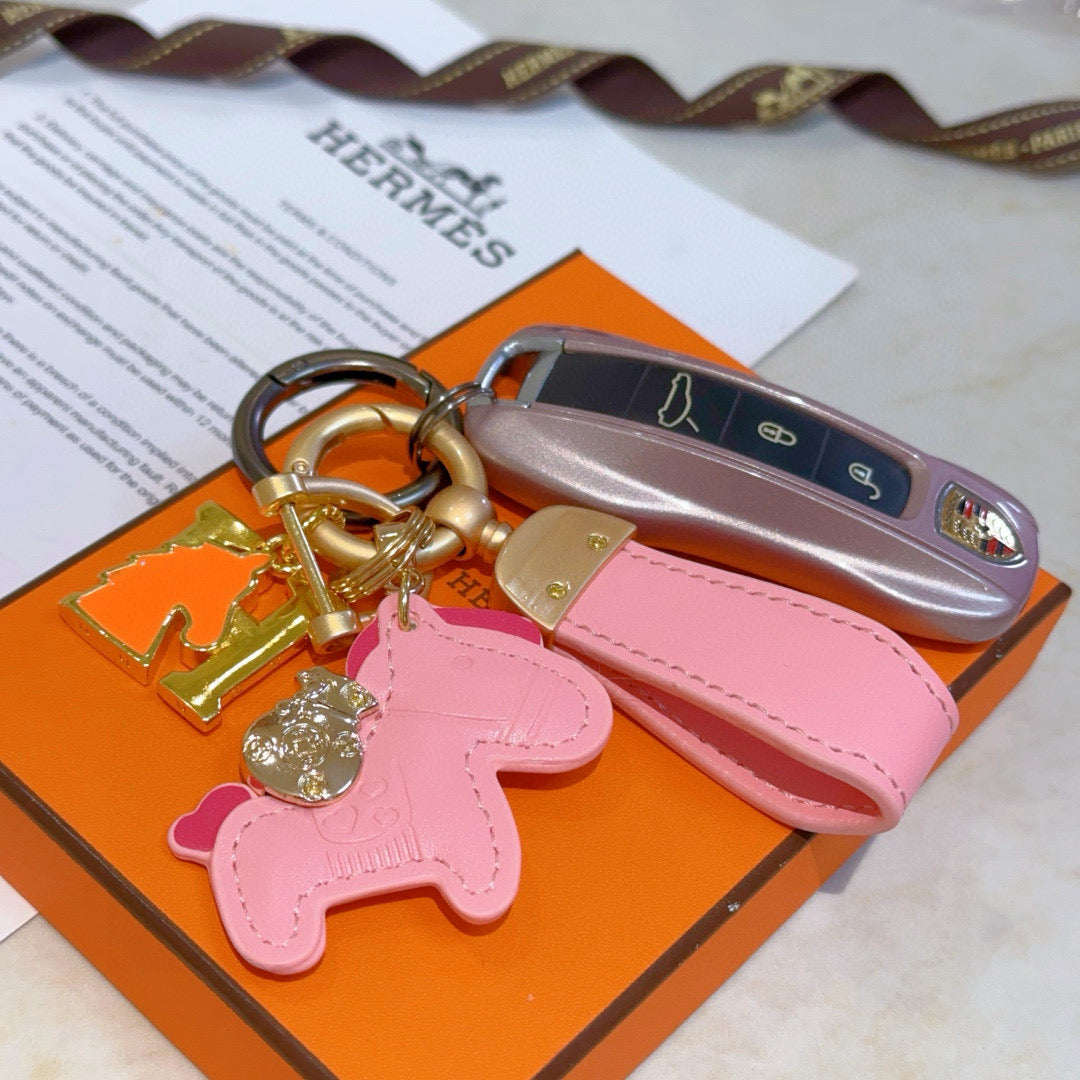 HM Rodeo Pegase Bag Charm Pink Lambskin