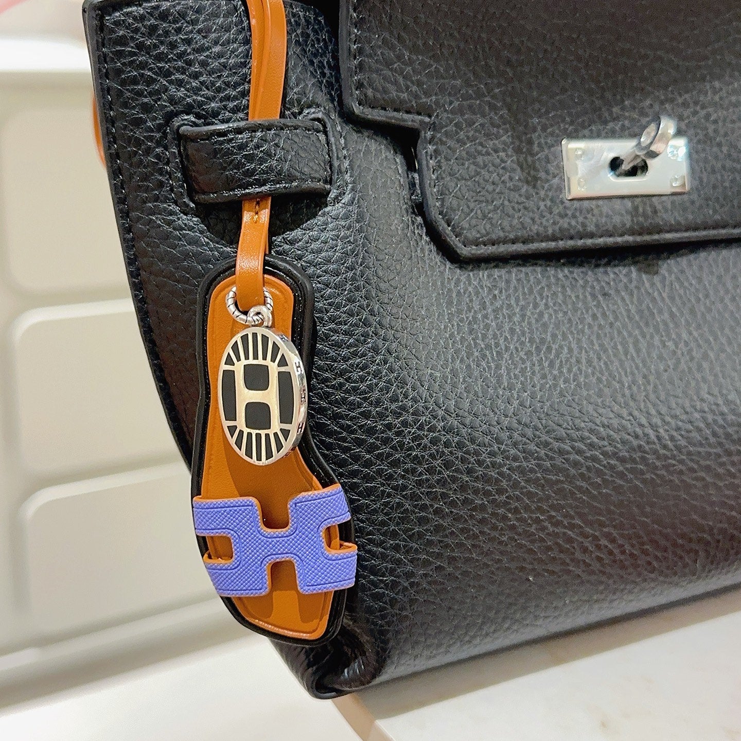 HM Oran Sandal Charm Brown Black mix Purple Lambskin