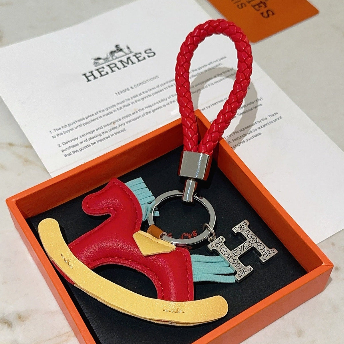 HM Rodeo Robeo Coeur PM Charm Red Yellow mix Blue Lambskin