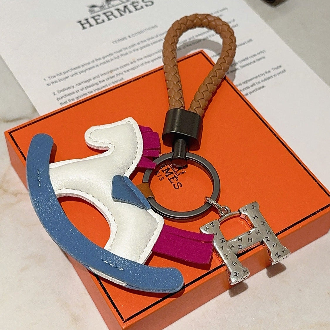 HM Rodeo Robeo Coeur PM Charm White Blue mix Pink Lambskin