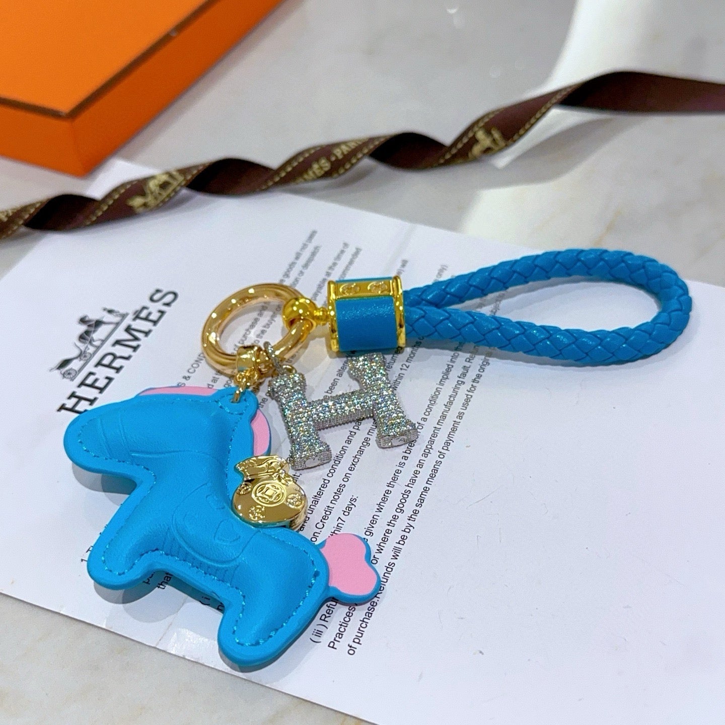 HM Rodeo Horse Bag Charm In Blue Leather