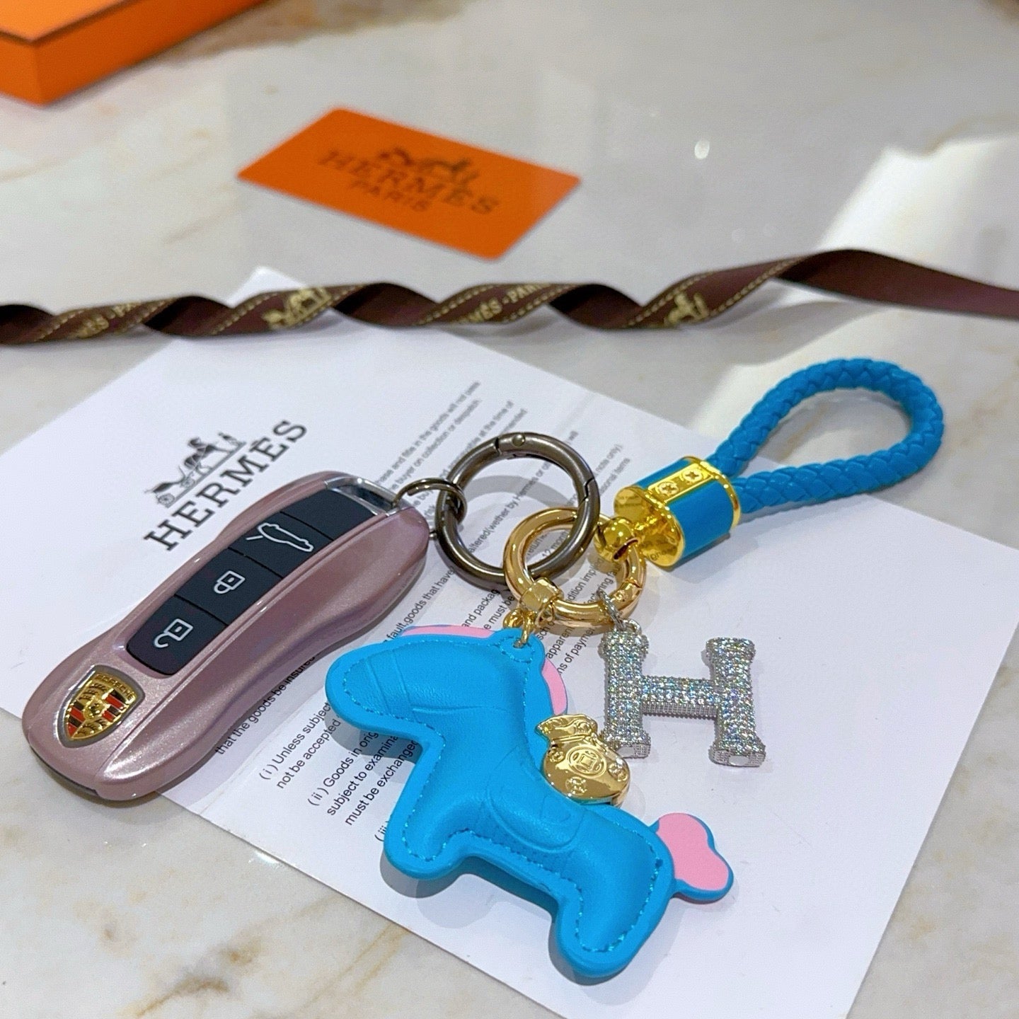 HM Rodeo Horse Bag Charm In Blue Leather