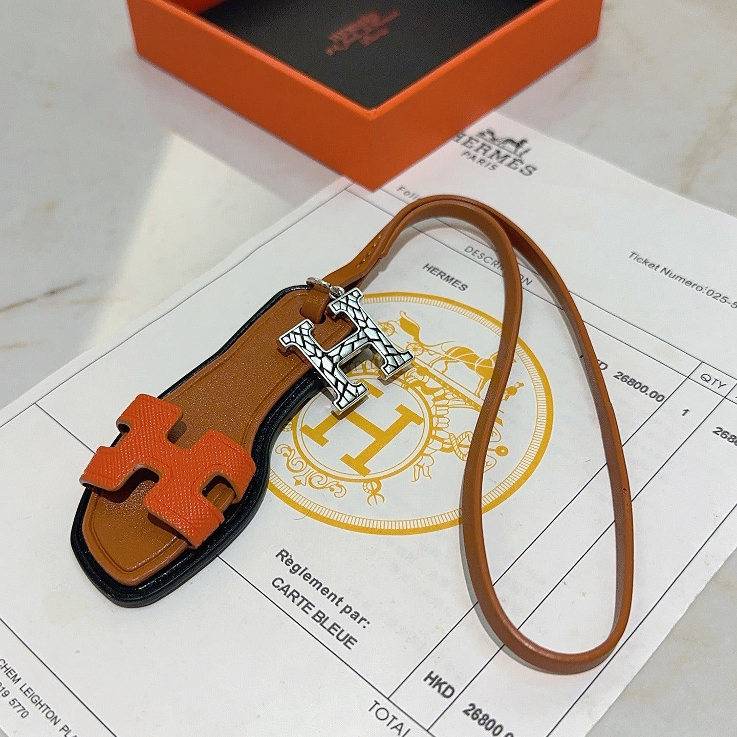 HM Oran Sandal Charm Brown mix Orange Lambskin