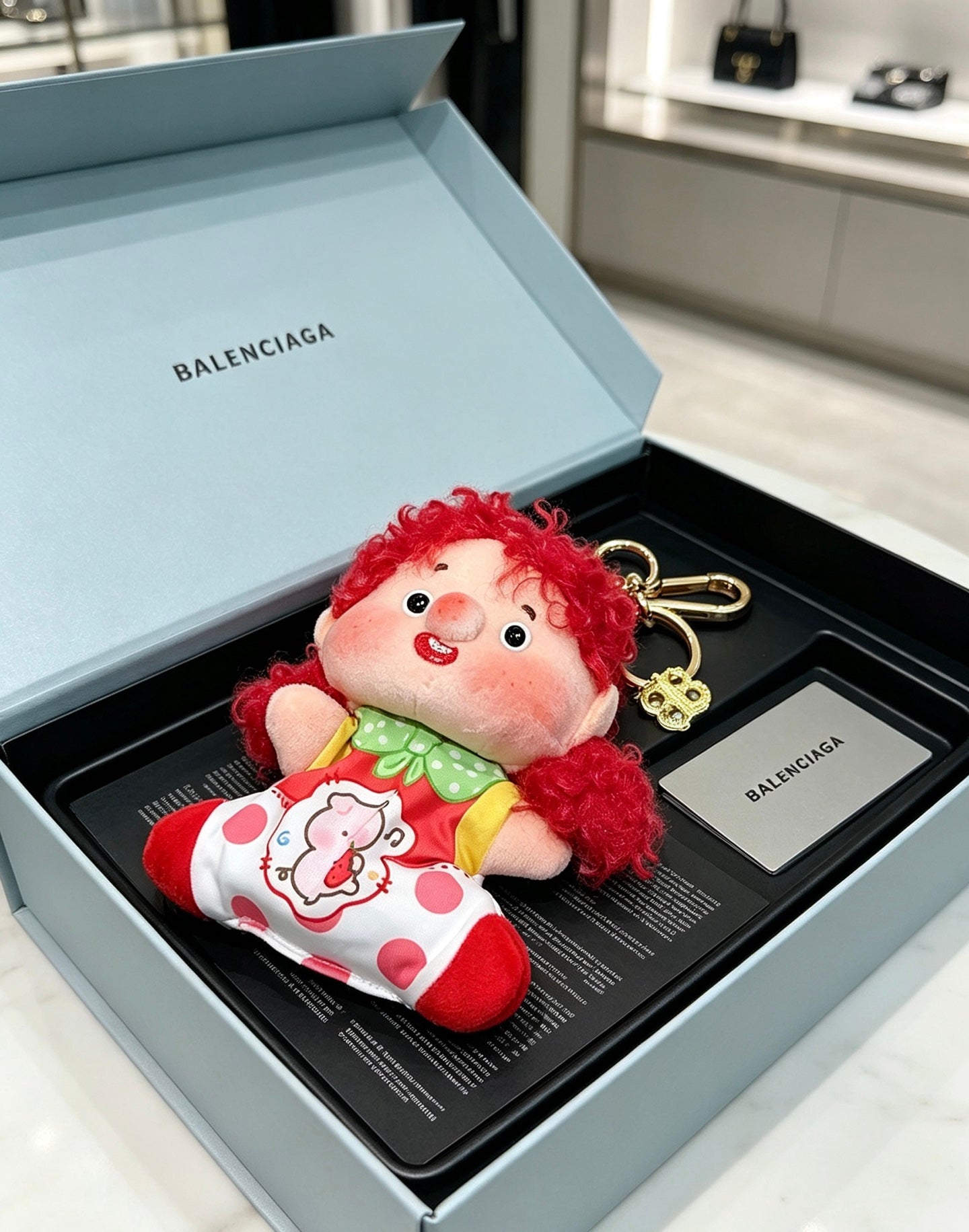 Balenciaga Cute Red-haired Curly Doll Charm