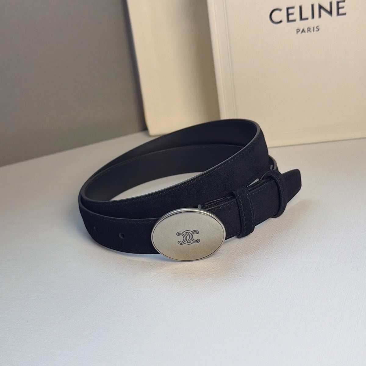Celine 2026 Triomphe Belt 25mm Suede 205745