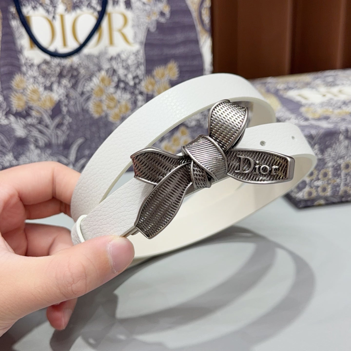 Dior 2026 Bow Belt 2.0cm Grain Cowhide