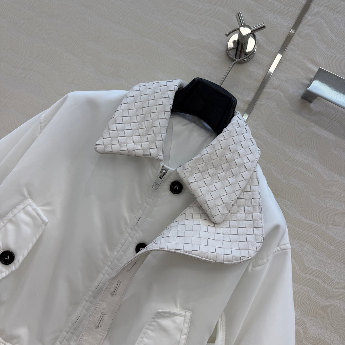 Bottega Veneta 2026 Intrecciato Jacket Cotton Leather 435633