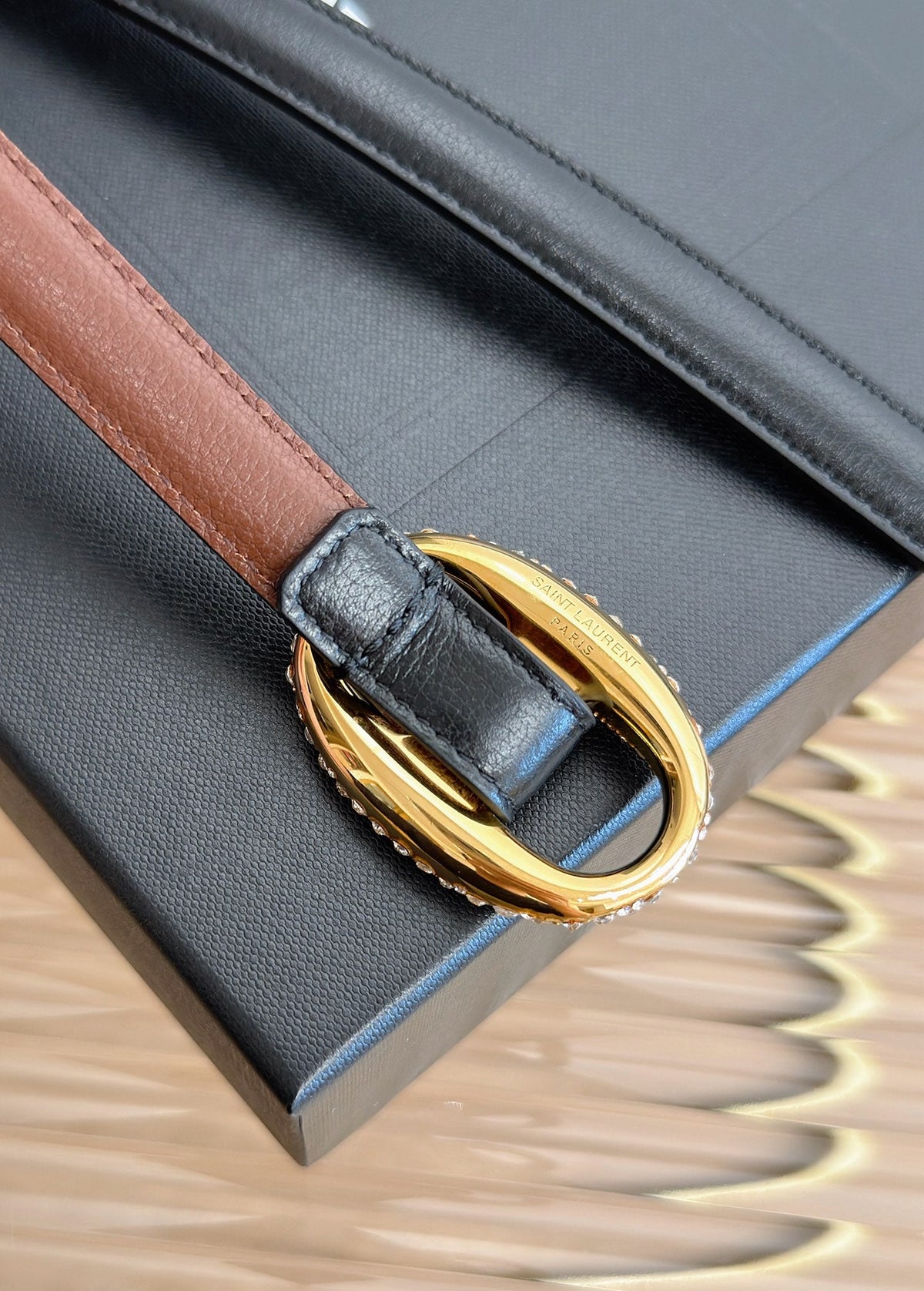 Saint Laurent 2026 Oval Belt 15mm Black Leather 219099