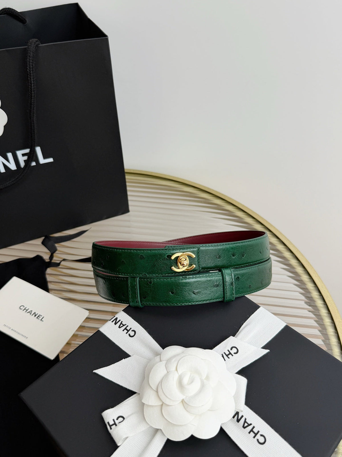 Chanel 2026 CC Logo Turn-Lock Belt 25mm Leather 219814