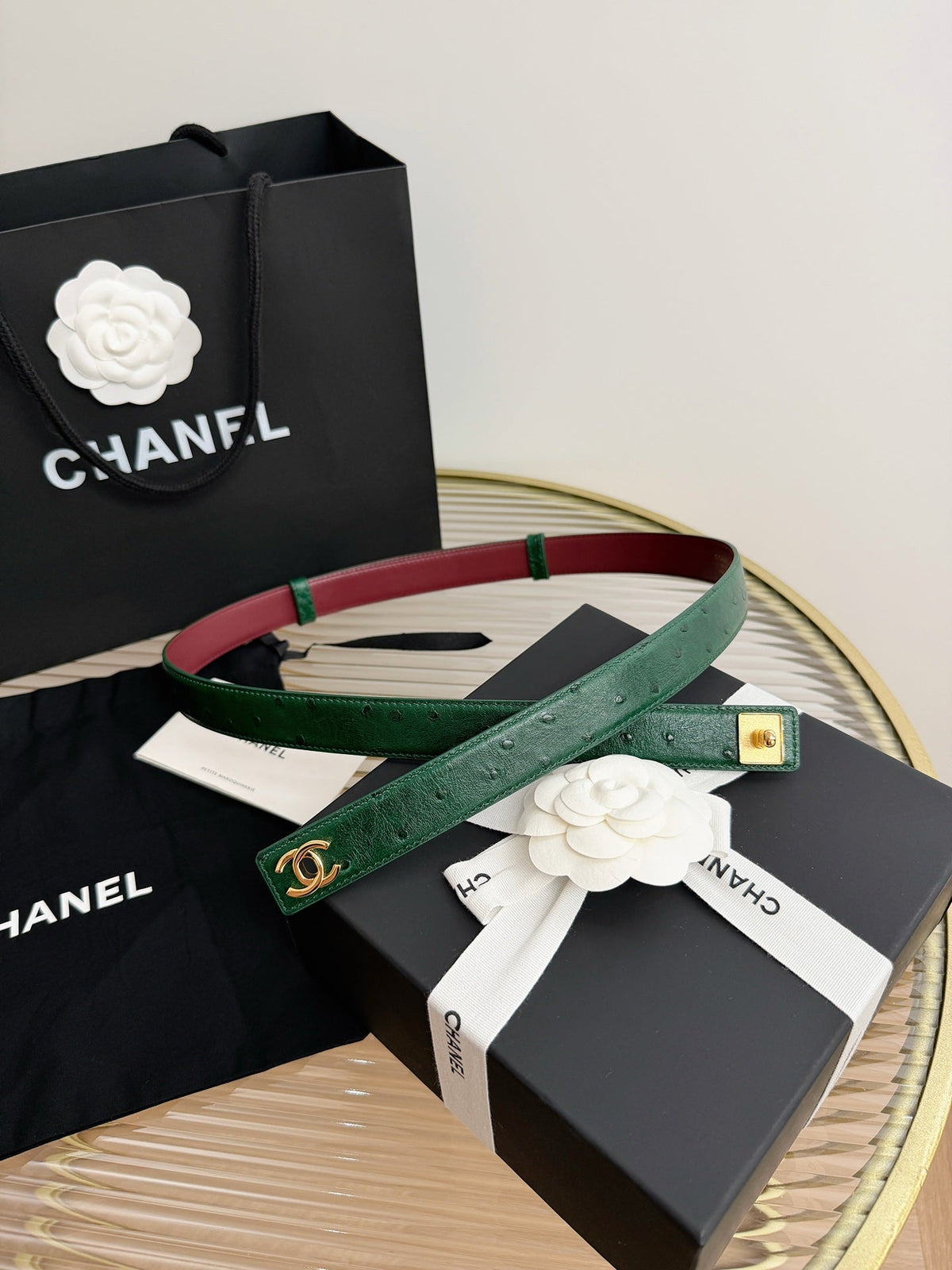 Chanel 2026 CC Logo Turn-Lock Belt 25mm Leather 219814