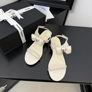 CC 25 Bow Attached Sandals Black Sheepskin 233419