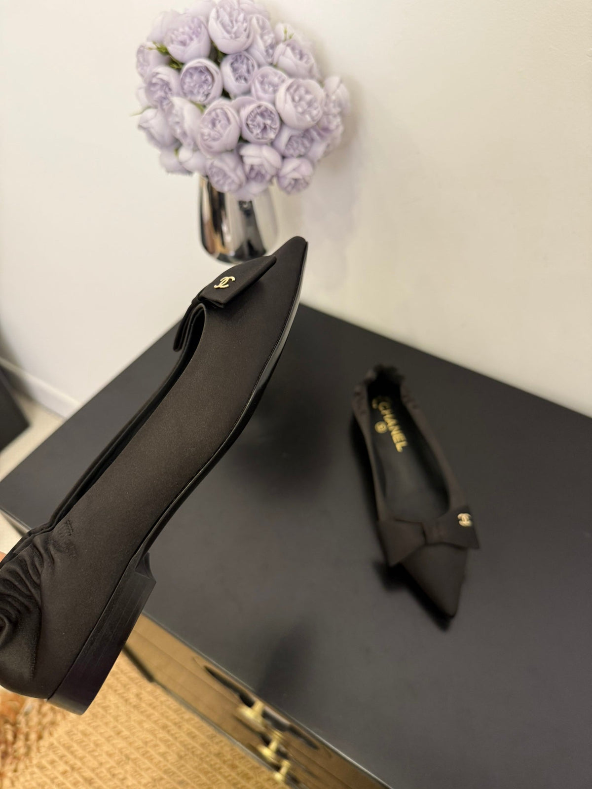 CC 25 Ballet Flats Black Lamskin 330773