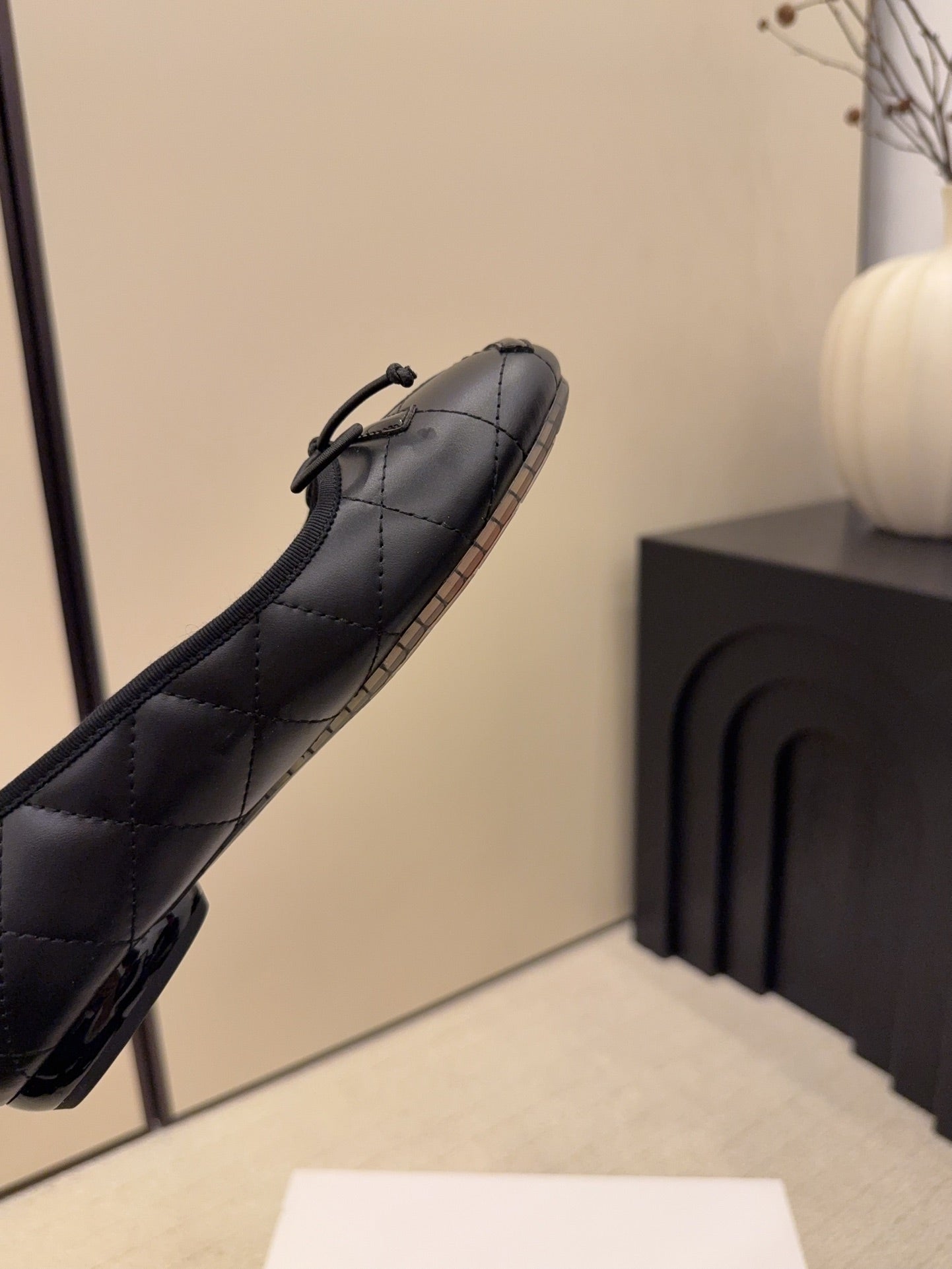 CC 26 Shearling Ballet Flat Black Cowhide Wool 588922