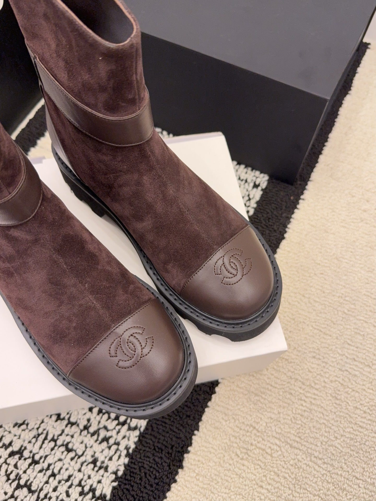 CC 26 Boot With Lug Sole Chocolate Black Suede Leather 588680