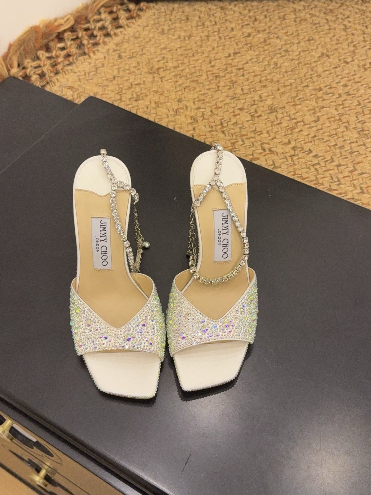 Jimmy 26s Platform Sandal 100 Ivory Multicolor Leather Diamond 602329