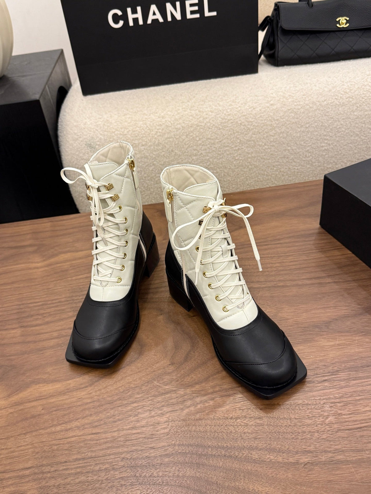 Chanel 2026 Square Toe Ankle Boots Leather 122444