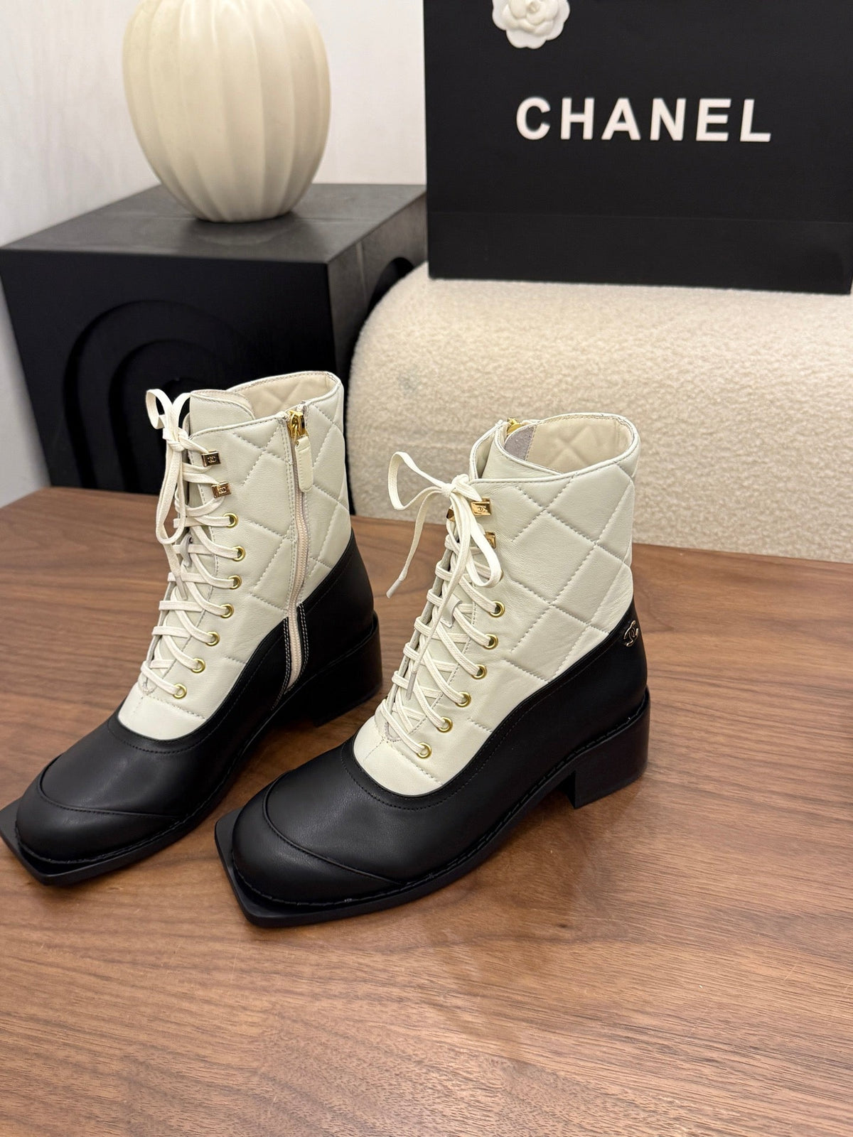 Chanel 2026 Square Toe Ankle Boots Leather 122444
