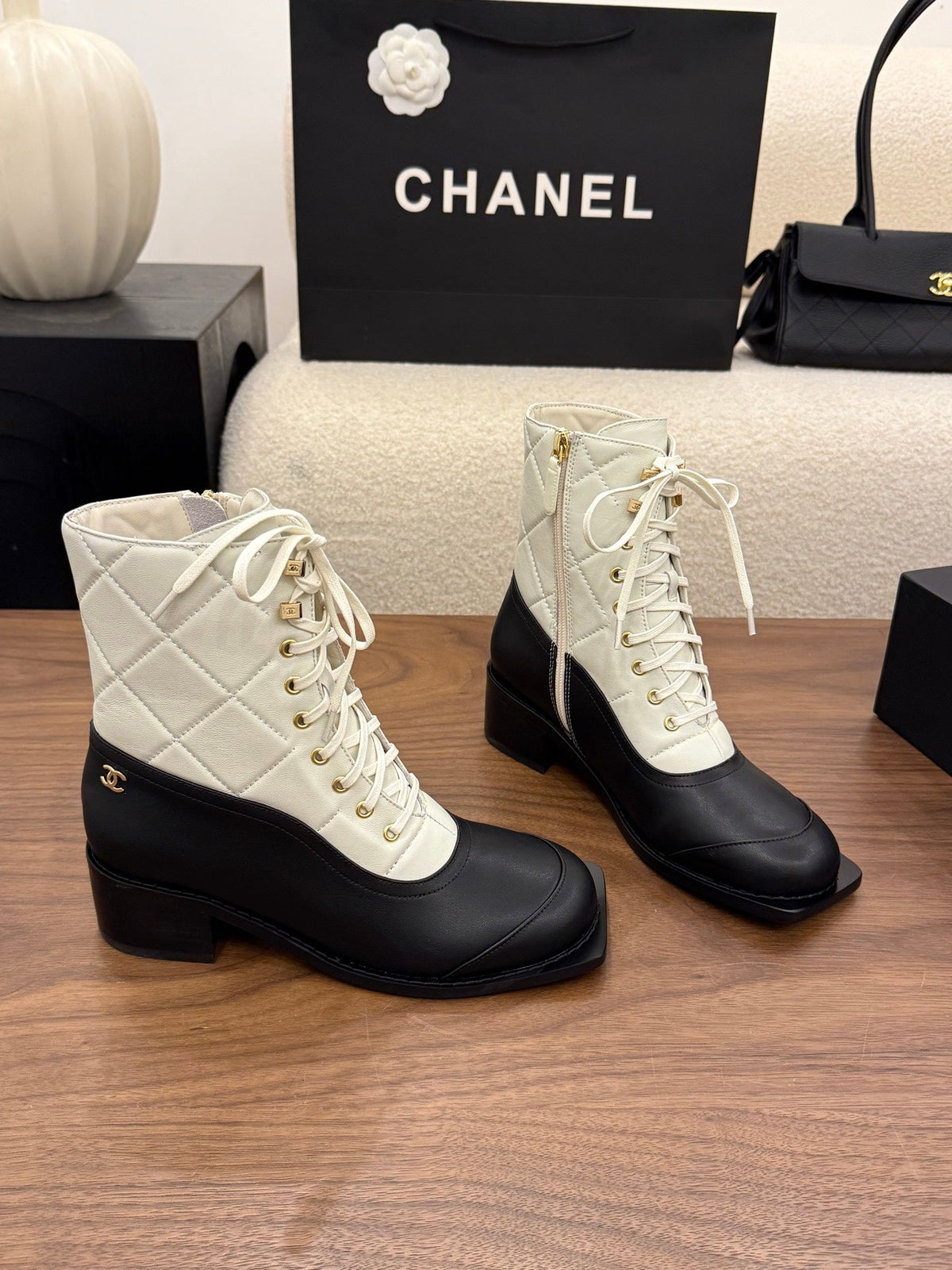 Chanel 2026 Square Toe Ankle Boots Leather 122444