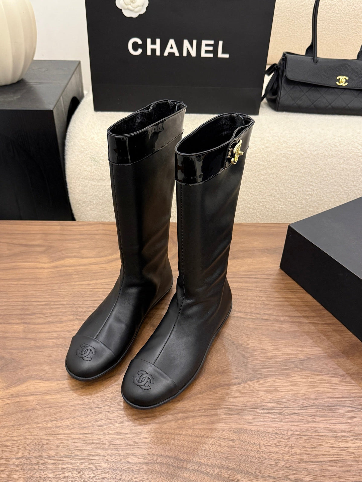 Chanel 2026 Calf-High Boots Cowhide 122656