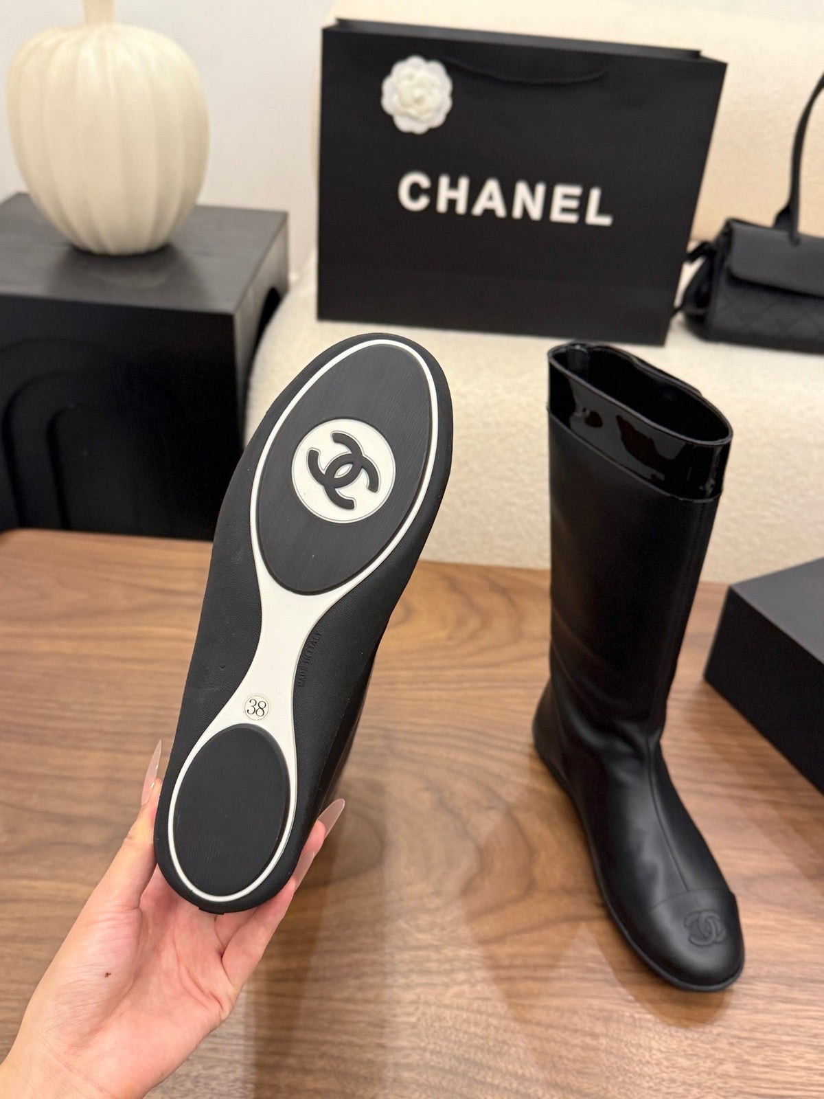 Chanel 2026 Calf-High Boots Cowhide 122656
