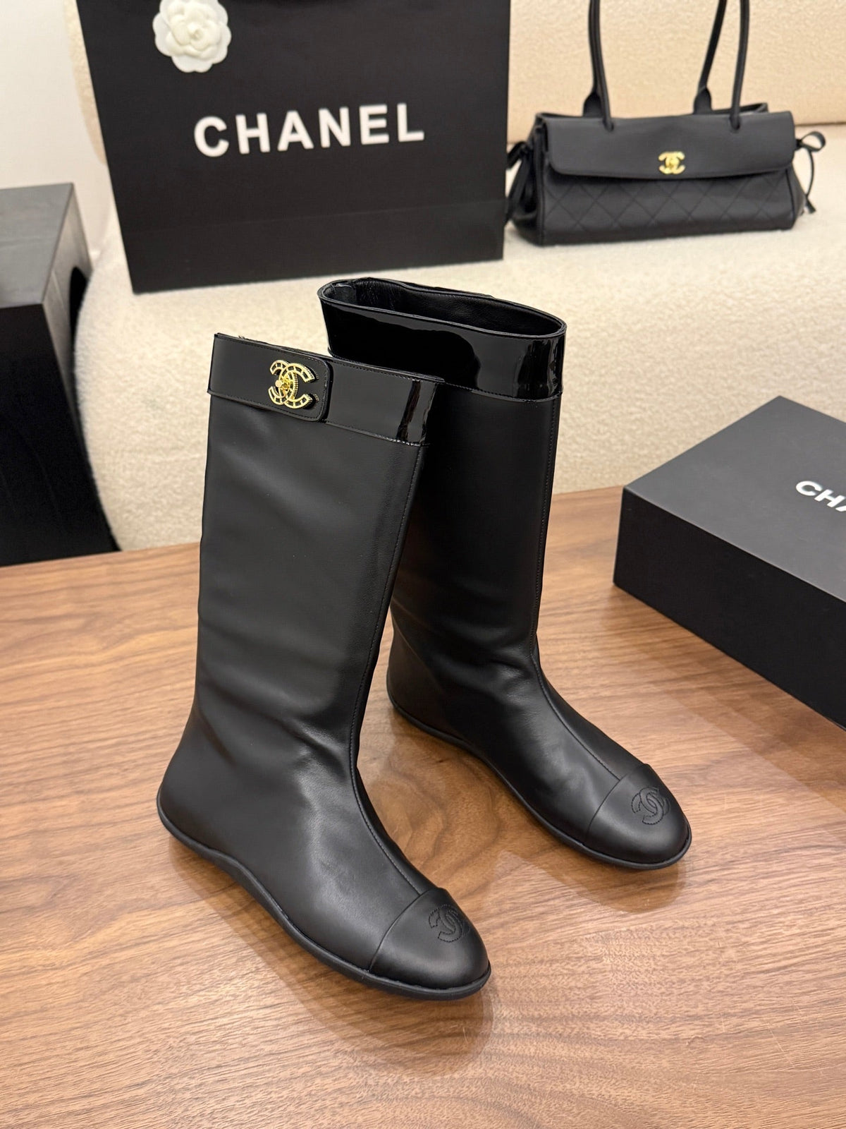 Chanel 2026 Calf-High Boots Cowhide 122656