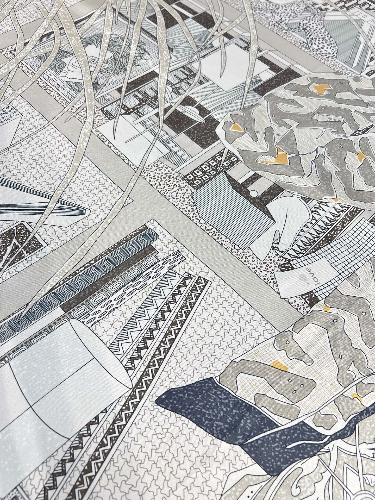 HM 26s Knitting Scarf 90 Gray Colorful Mulberry Silk 148046