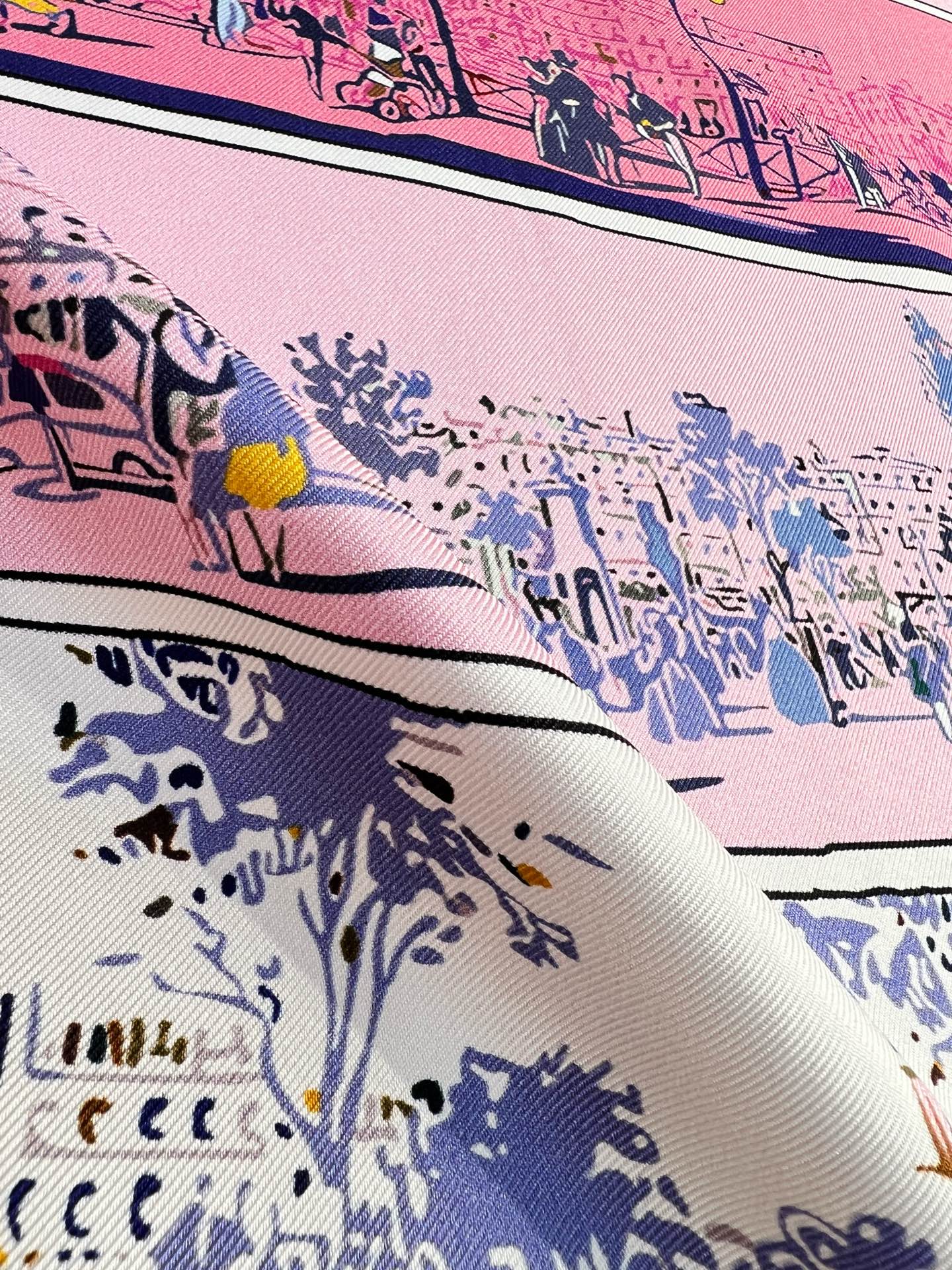 HM 26s Knitting Scarf 90 Pink Blue Colorful Mulberry Silk 147545