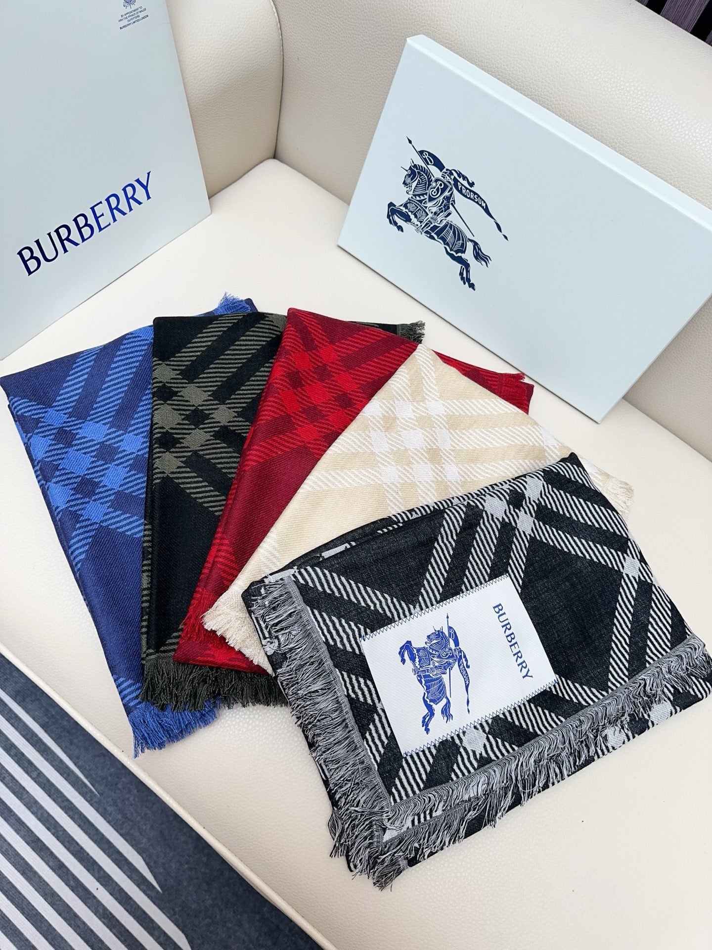 BBR Double-Sided Scarf 190CM Dark Blue Cashmere 293314