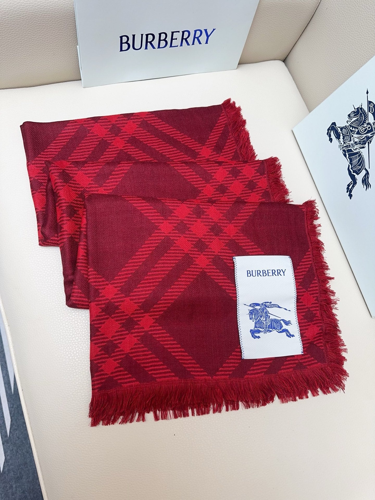 BBR Double-Sided Scarf 190CM Red Cashmere 293316