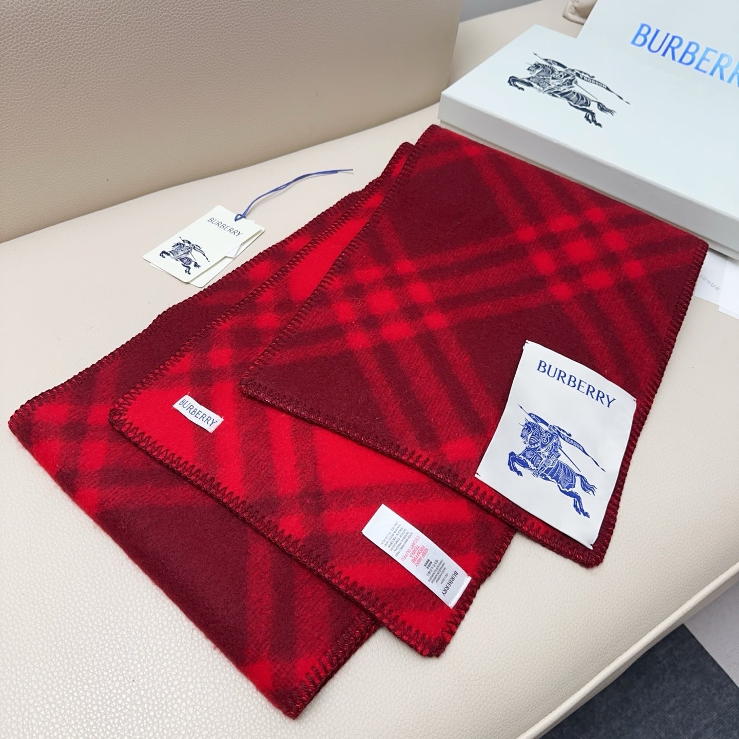 BBR Double-Sided Scarf 182CM Red Cashmere 293323