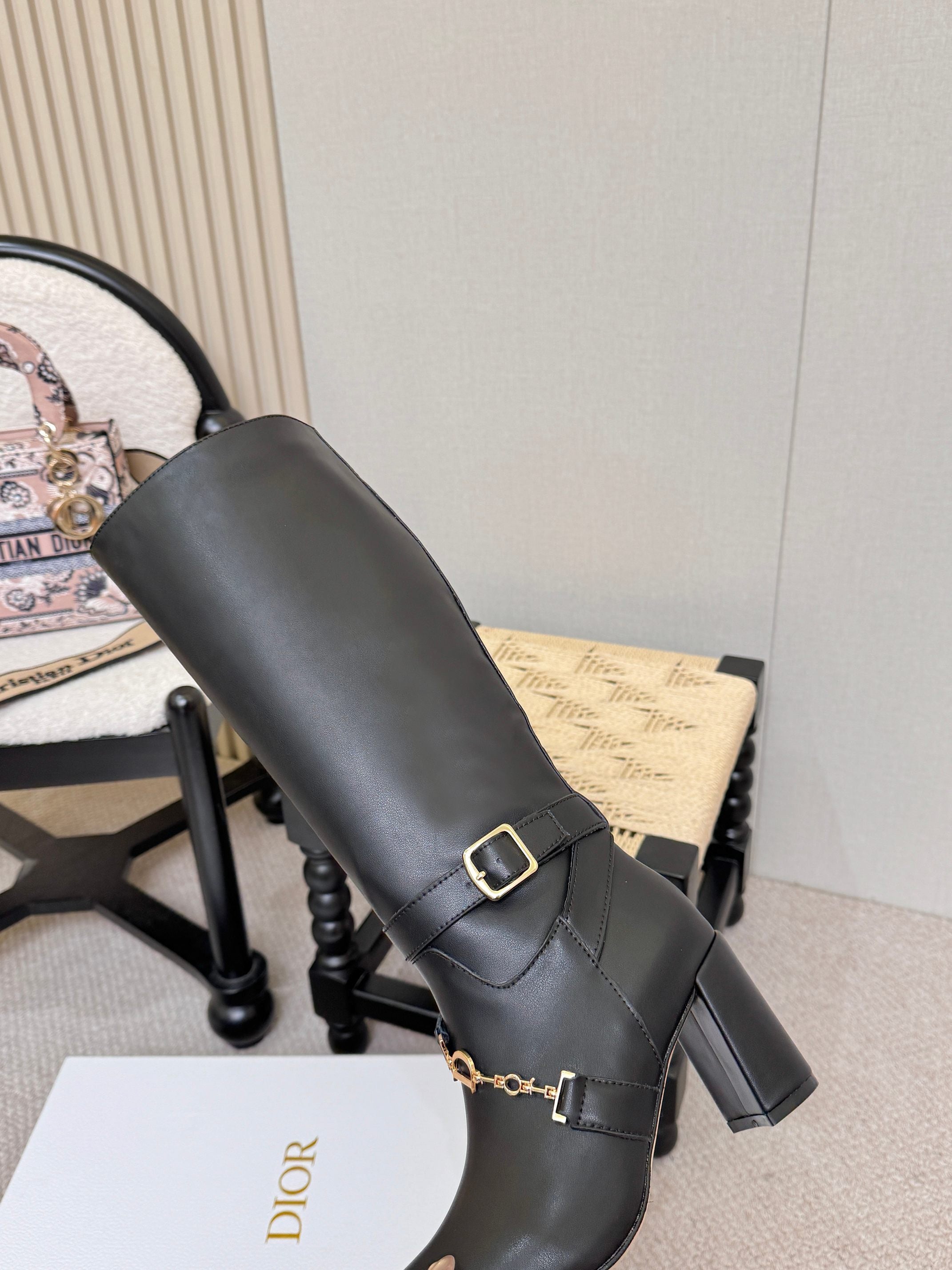 Dior 2026 Diorly Heeled Boots 85mm Black Calfskin 997786
