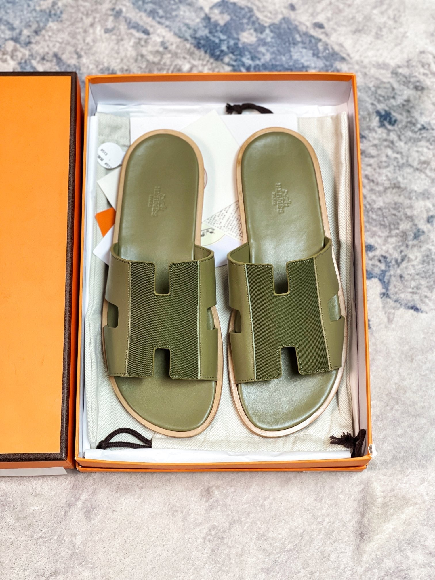 HM Men's Izmir Slide Olive Green Cowhide 231028