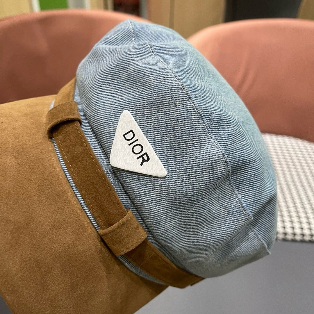 Dior Washed Denim Retro Newsboy Beret 447854