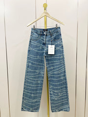 CC 25 Jean Printed Blue White Washed Denim